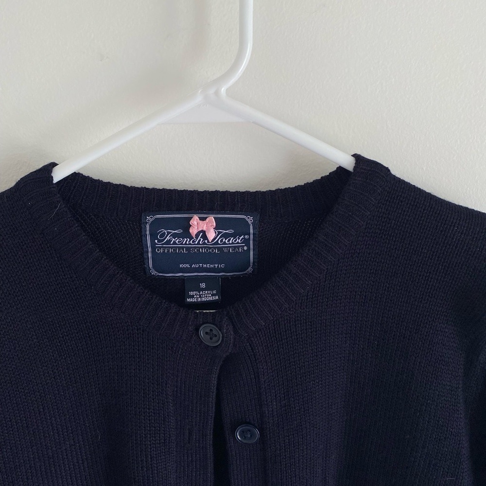 French Toast Navy Blue Button Front Cardigan School Uniform‎ Sweater Size 18 - Picture 2 of 3